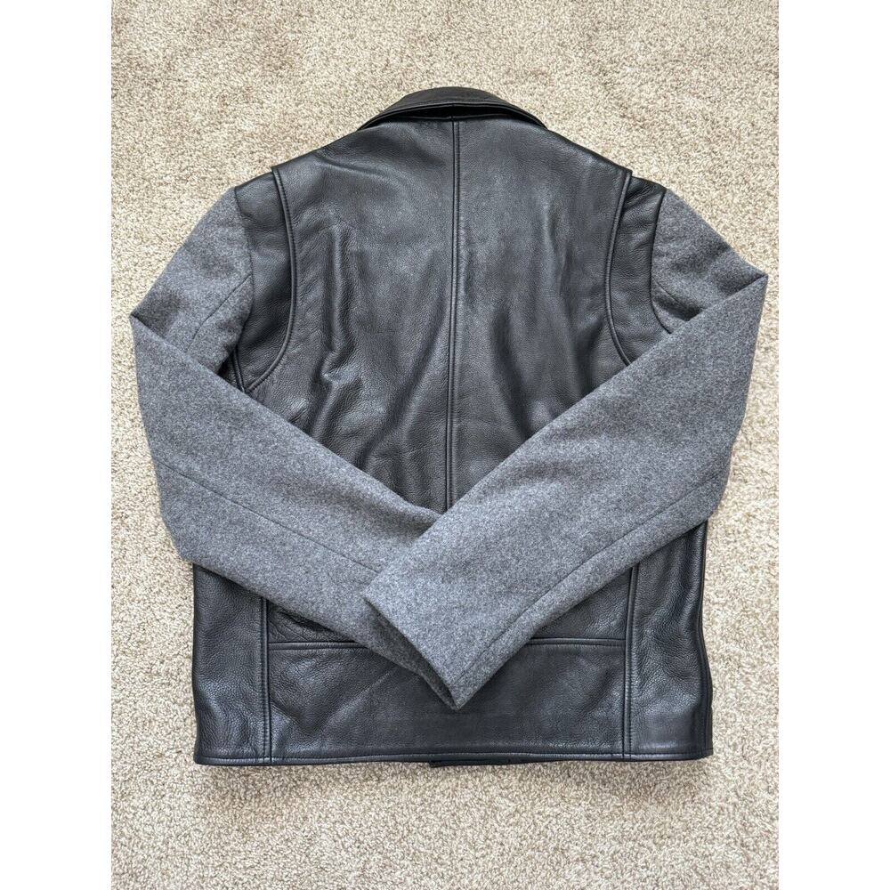 Alexander McQueen Leather Biker Jacket Men’s IT46 Asymmetrical Wool Sleeve - Picture 13 of 14